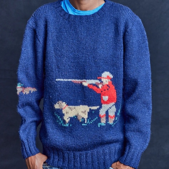 Woolrich Other - Vintage Woolrich Bird Hunting Scene Handknit Sweater, size Large